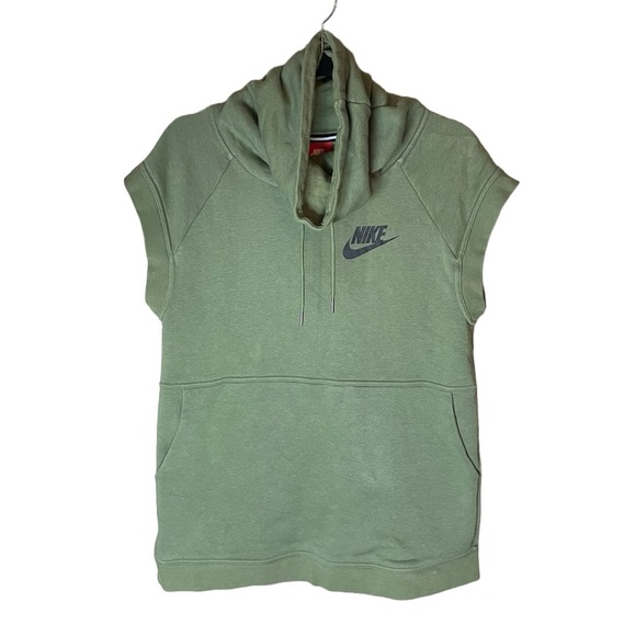 Nike Rally Sportswear Funnel Neck Sleeveless Sweatshirt Green Pocket Size Small - Picture 1 of 7